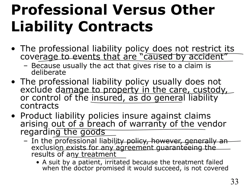 professional versus other liability contracts 1