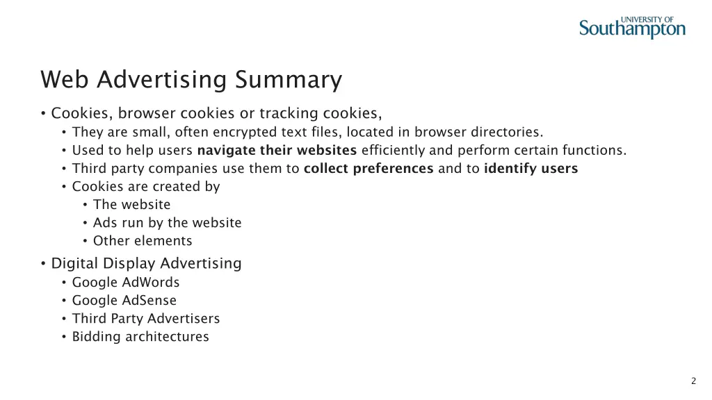 web advertising summary