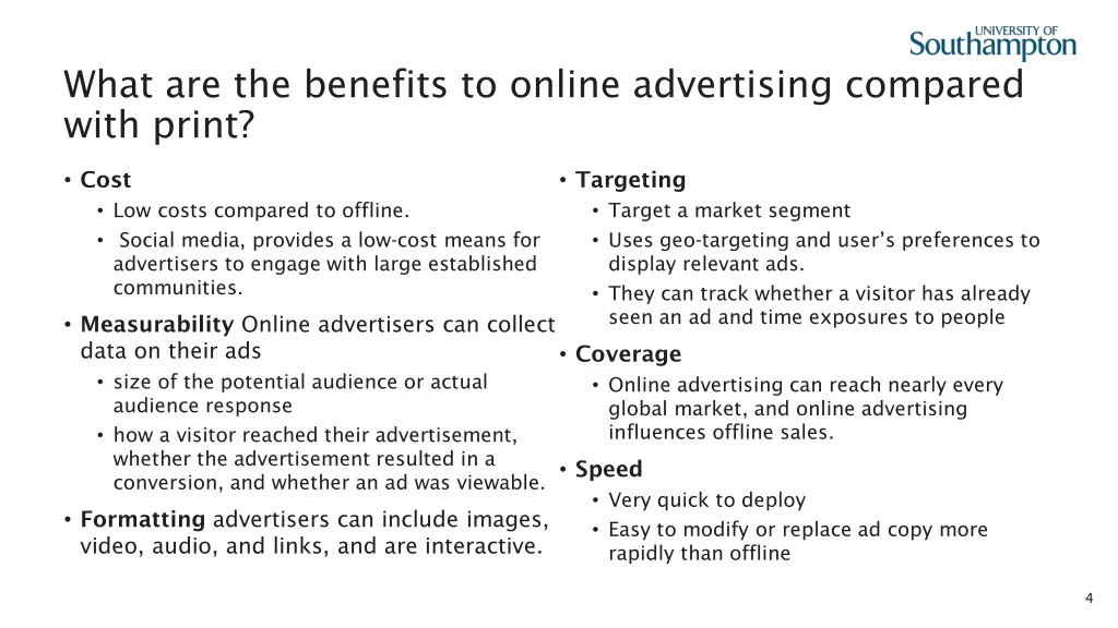 what are the benefits to online advertising 1