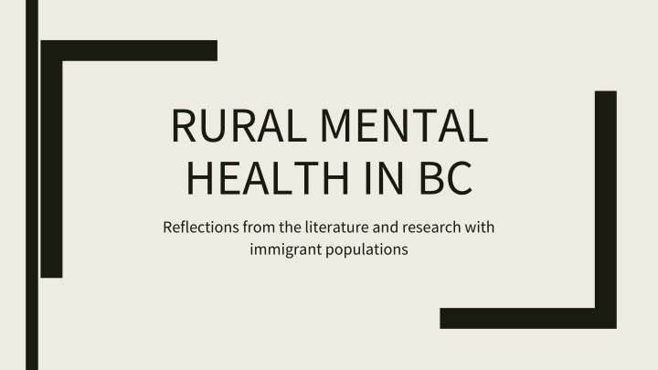 rural mental health in bc