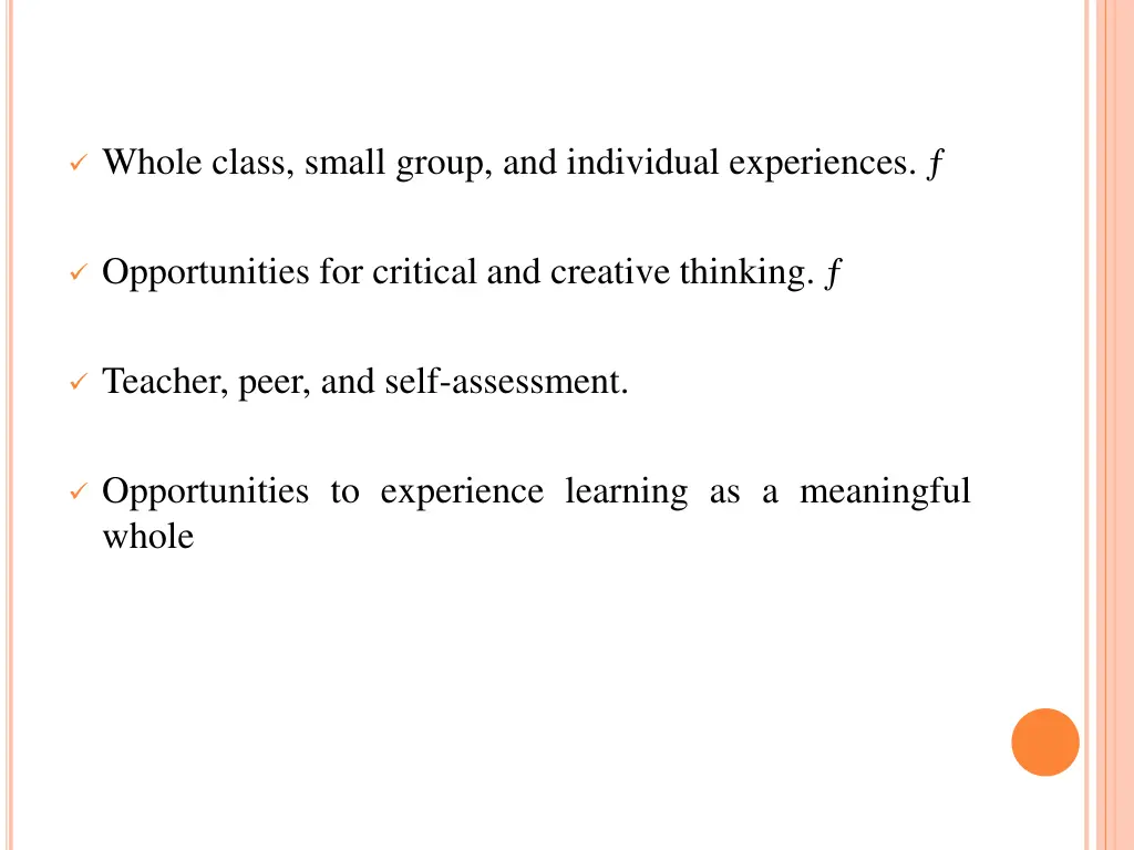 whole class small group and individual experiences