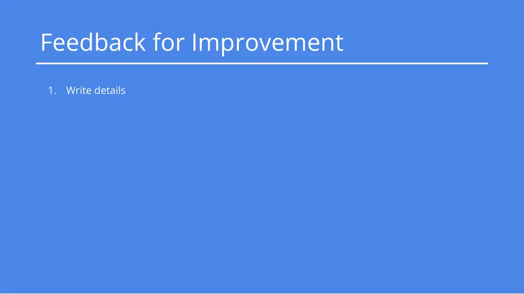 feedback for improvement
