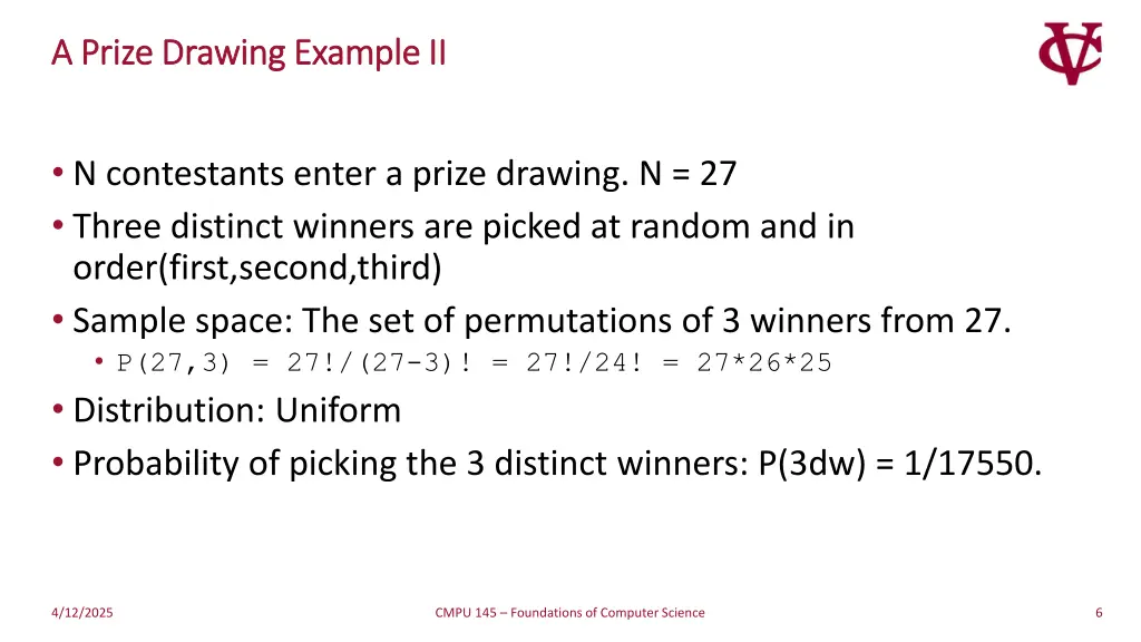 a prize drawing example ii a prize drawing