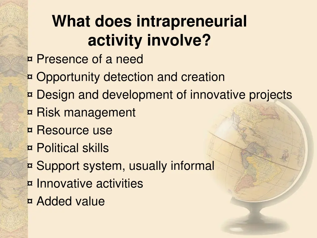 what does intrapreneurial activity involve
