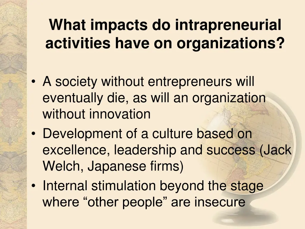 what impacts do intrapreneurial activities have