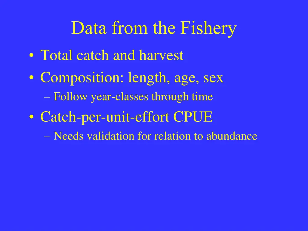 data from the fishery
