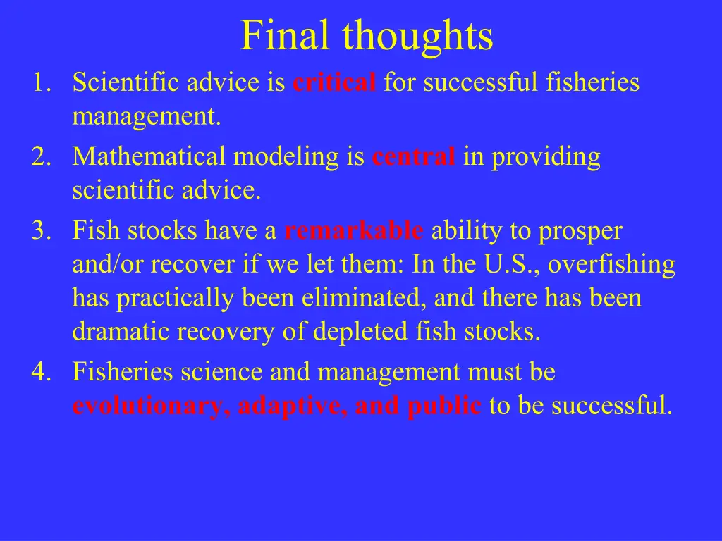final thoughts