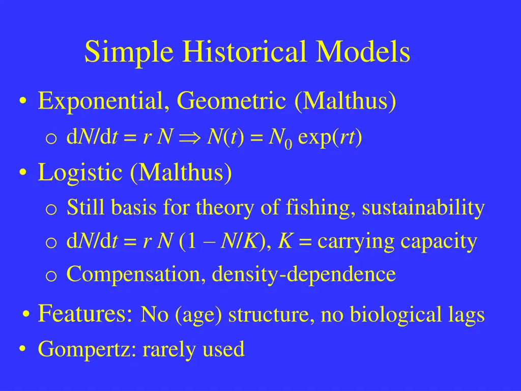 simple historical models