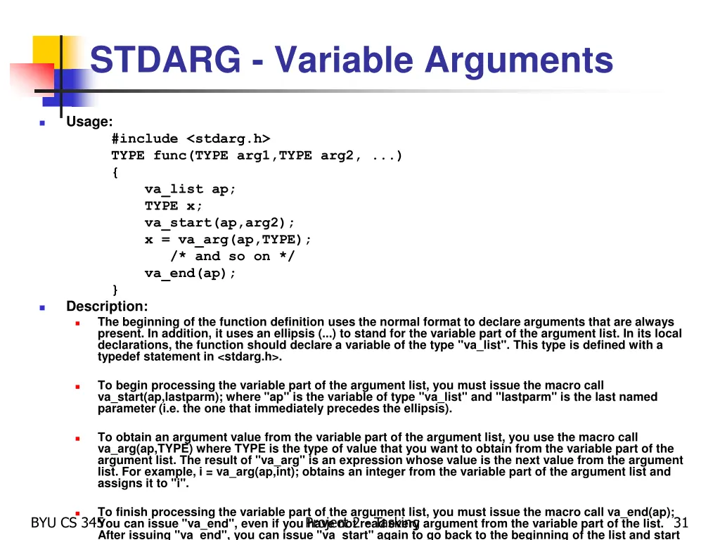 stdarg variable arguments
