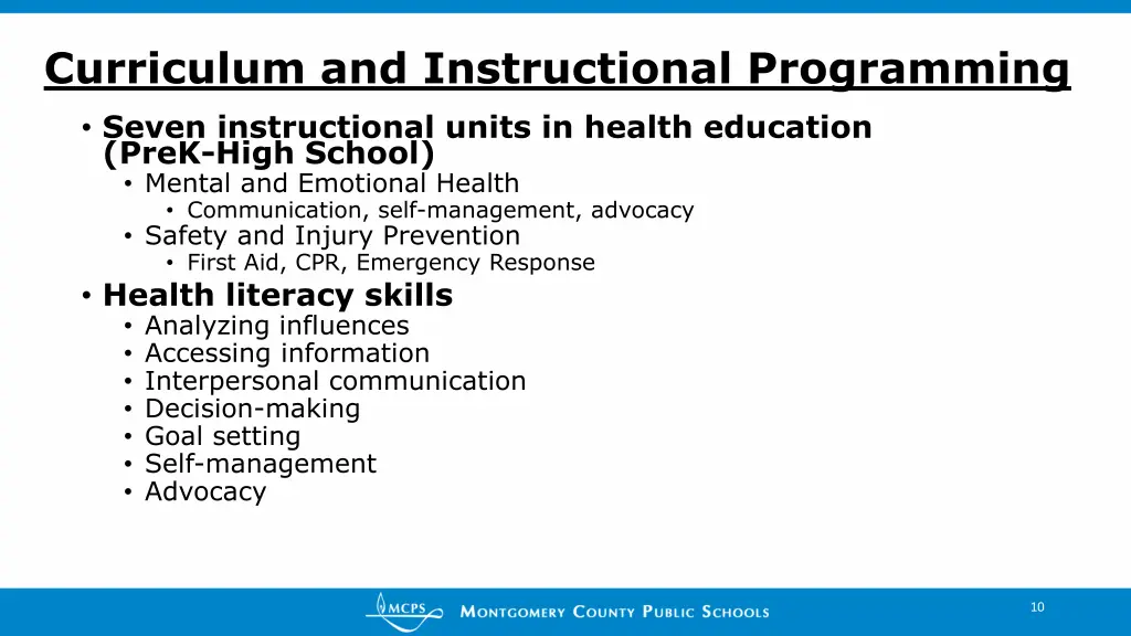 curriculum and instructional programming seven