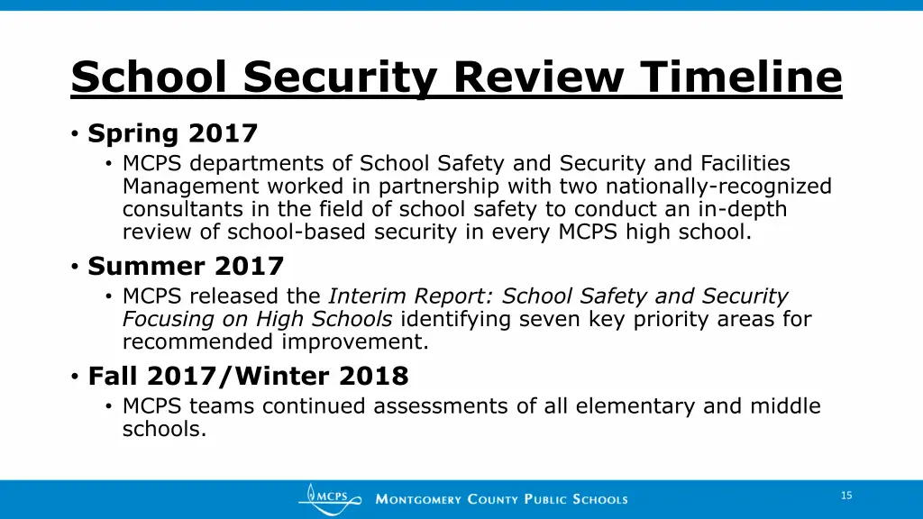 school security review timeline