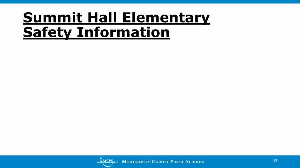 summit hall elementary safety information