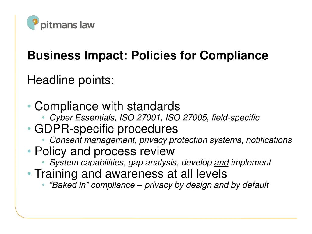 business impact policies for compliance