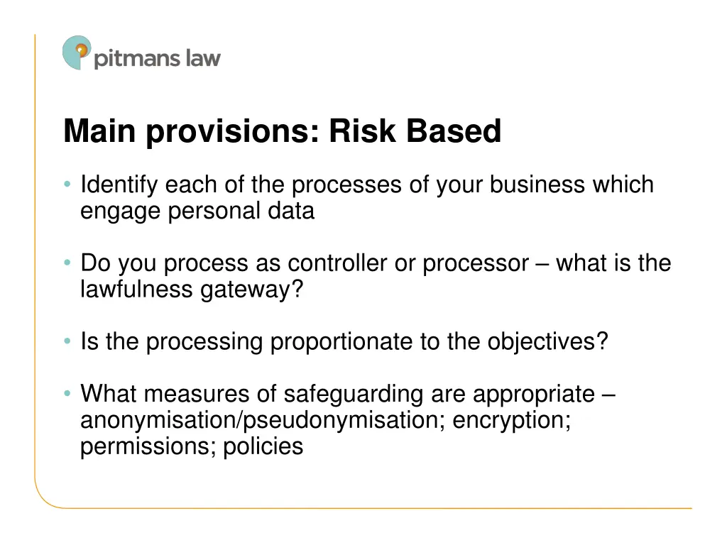 main provisions risk based