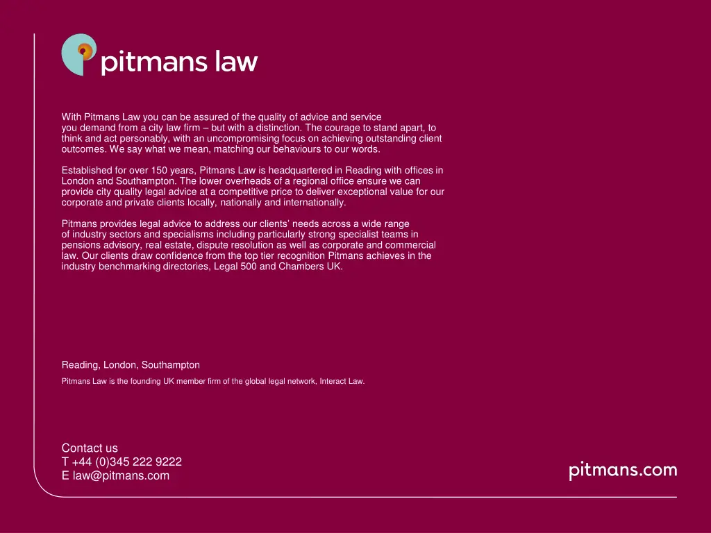 with pitmans law you can be assured