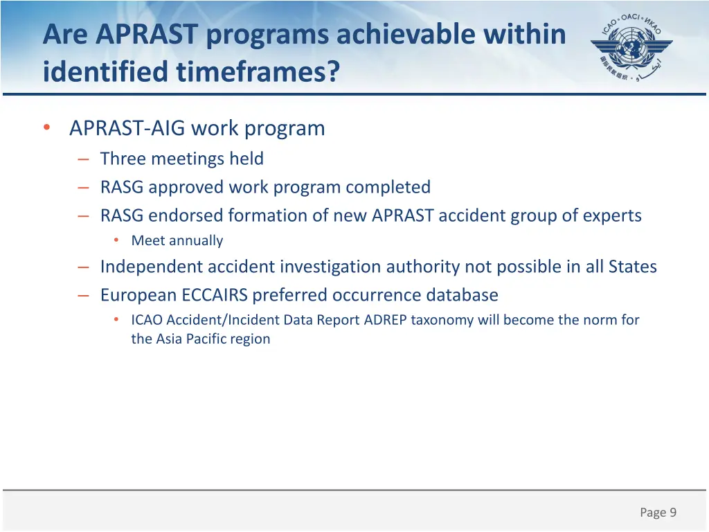are aprast programs achievable within identified 1