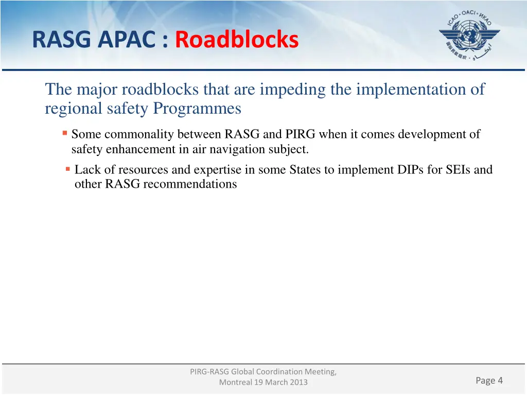 rasg apac roadblocks