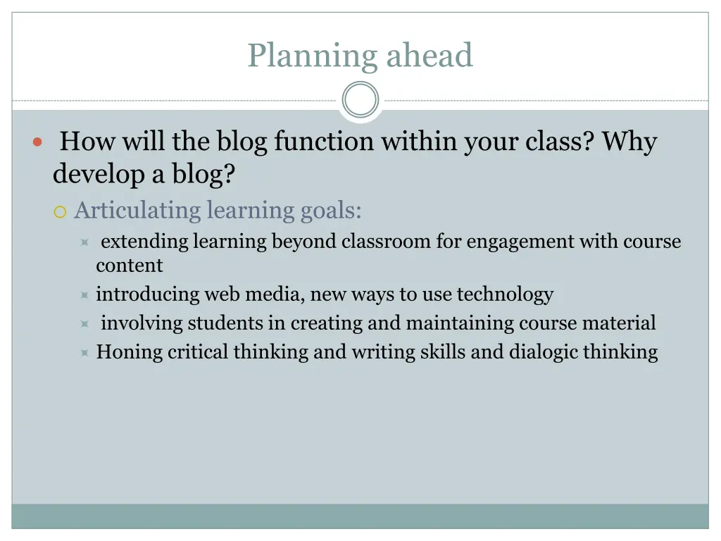 planning ahead
