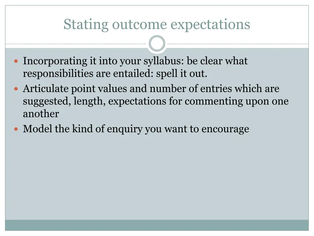 stating outcome expectations
