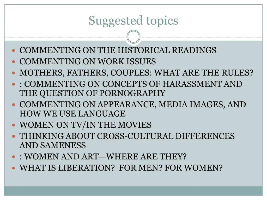 suggested topics