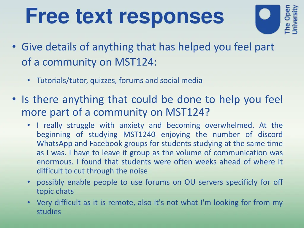 free text responses