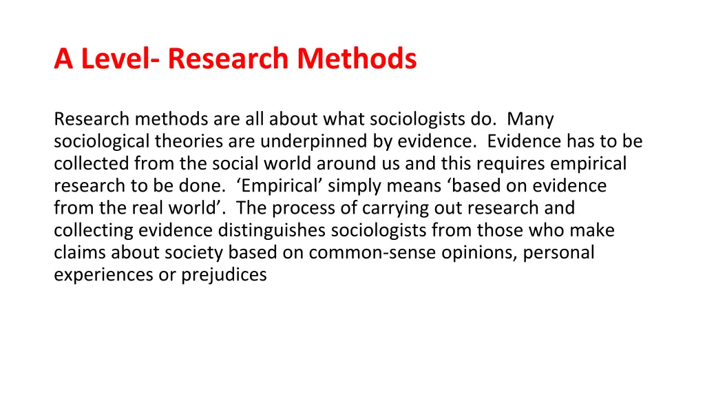 a level research methods
