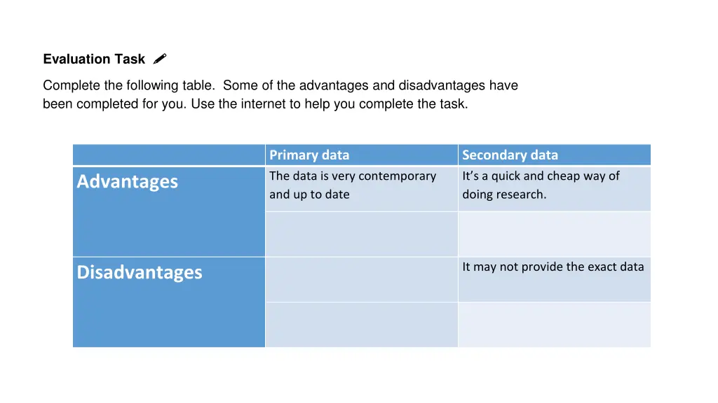 evaluation task