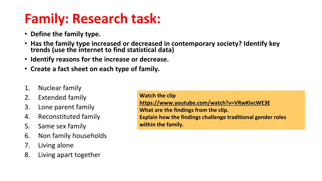 family research task define the family type