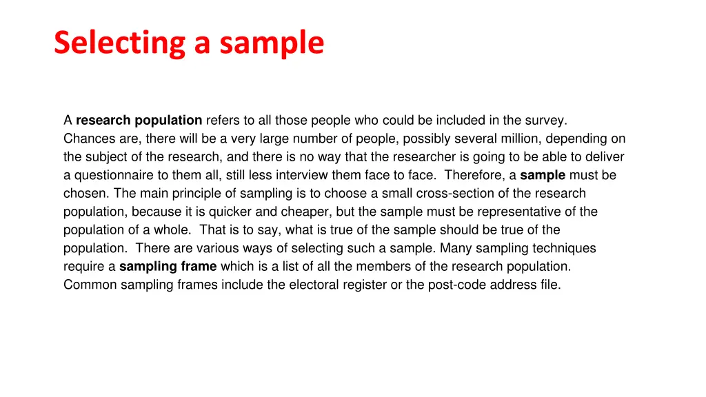 selecting a sample