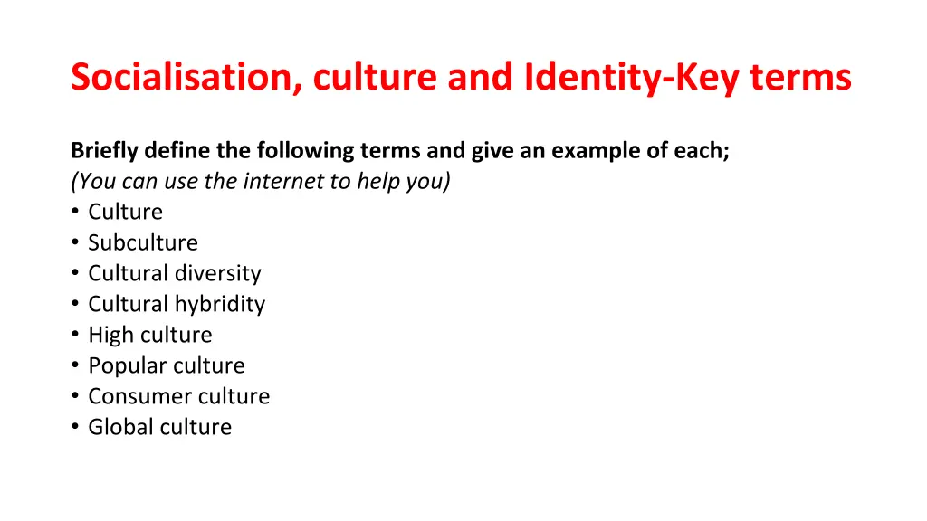socialisation culture and identity key terms 1