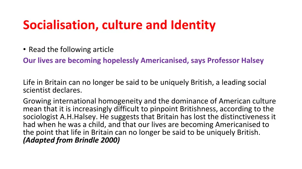 socialisation culture and identity