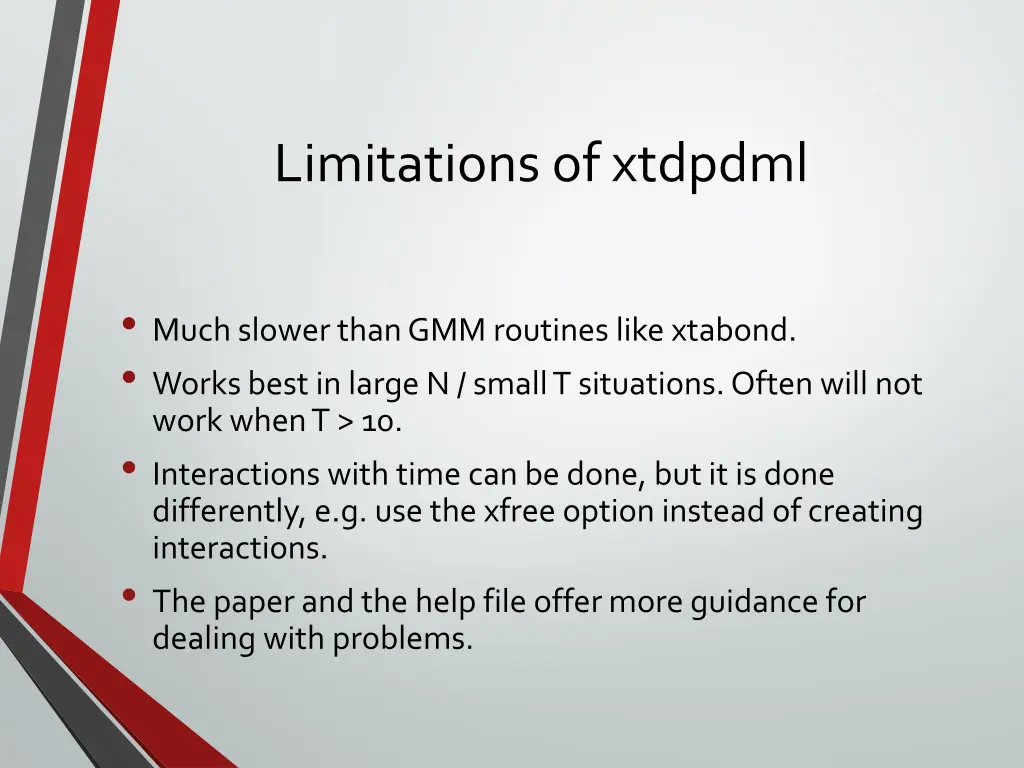 limitations of xtdpdml