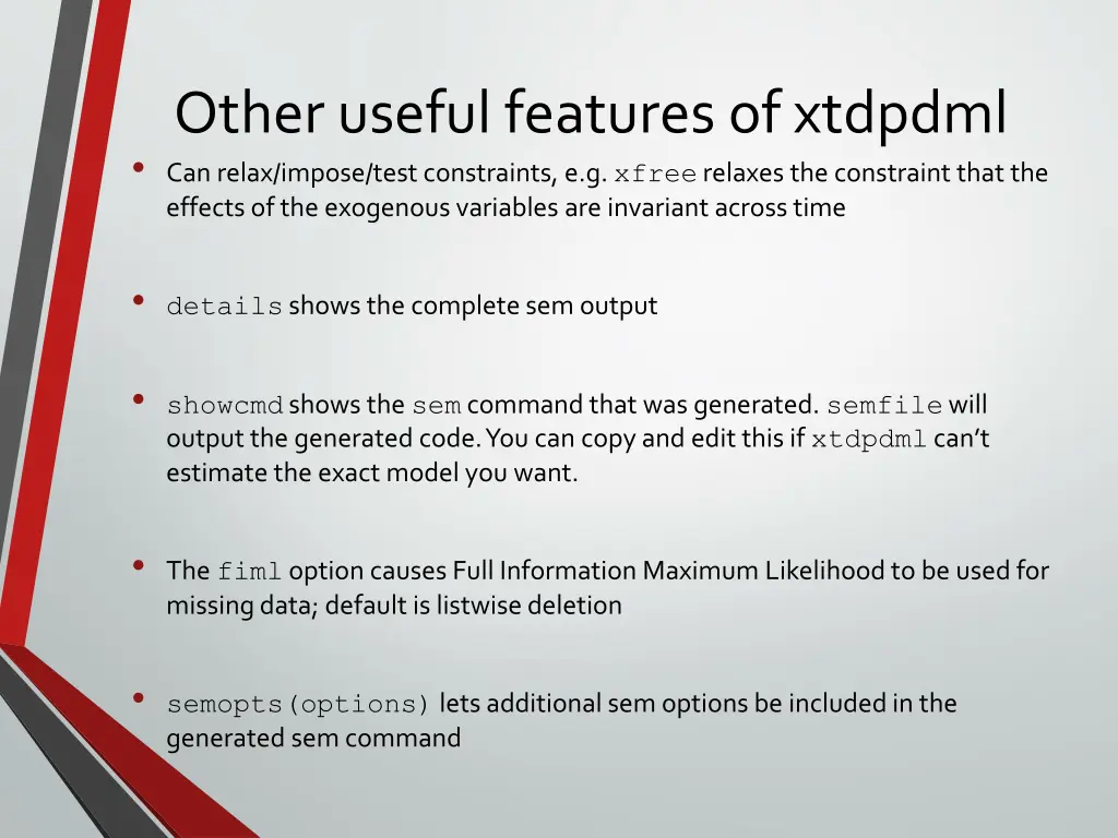 other useful features of xtdpdml can relax impose