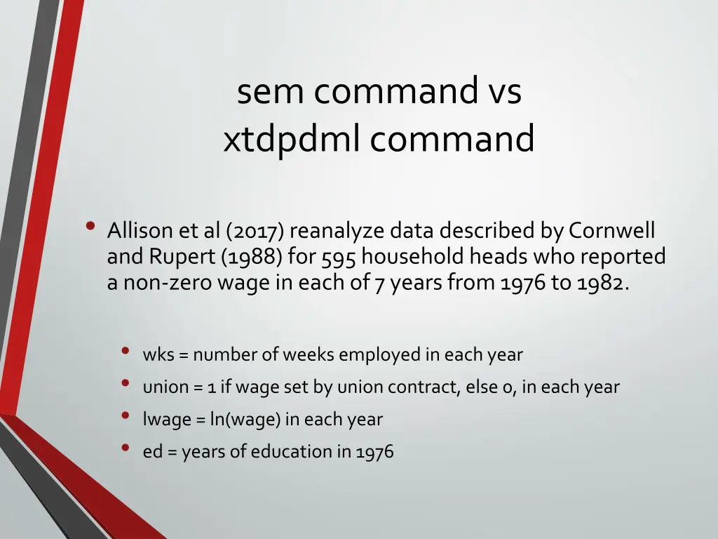 sem command vs xtdpdml command