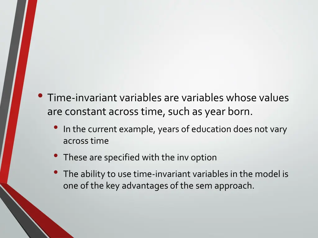 time invariant variables are variables whose