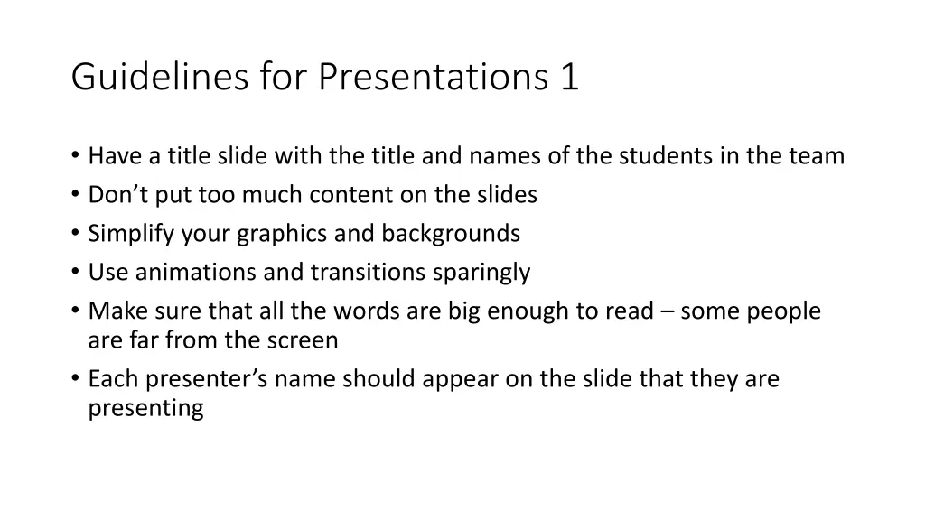guidelines for presentations 1