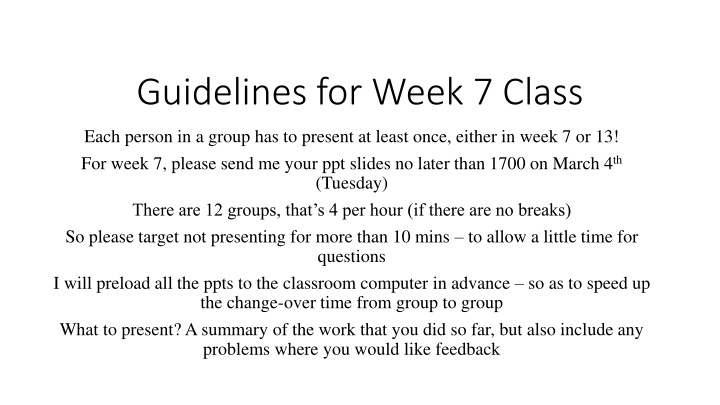 guidelines for week 7 class