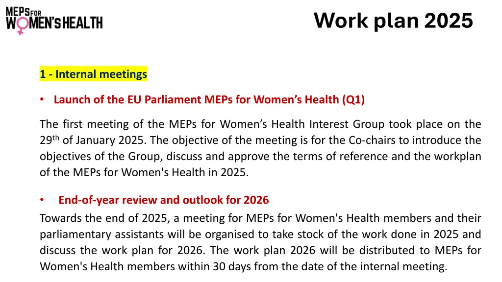 work plan 2025 2
