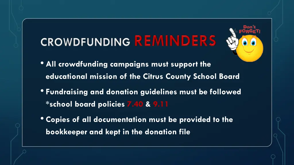 all crowdfunding campaigns must support
