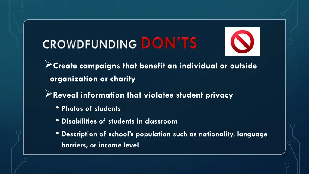create campaigns that benefit an individual