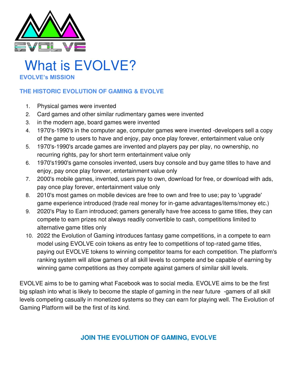 what is evolve evolve s mission