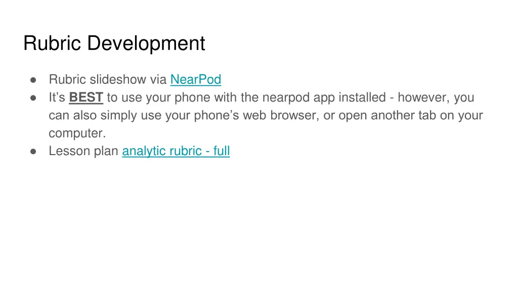 rubric development