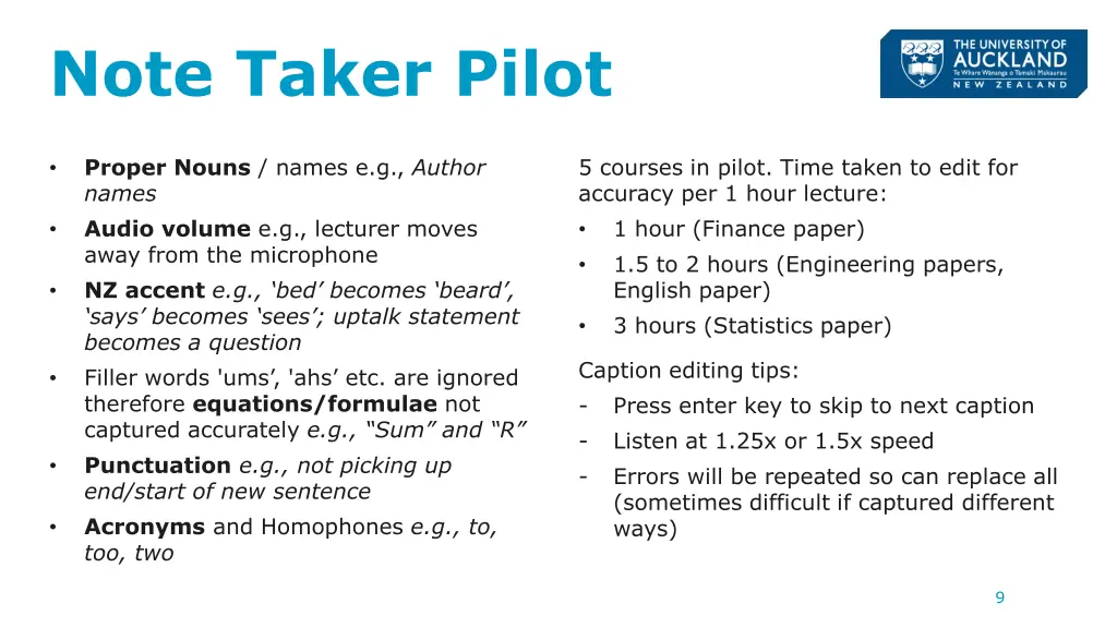 note taker pilot