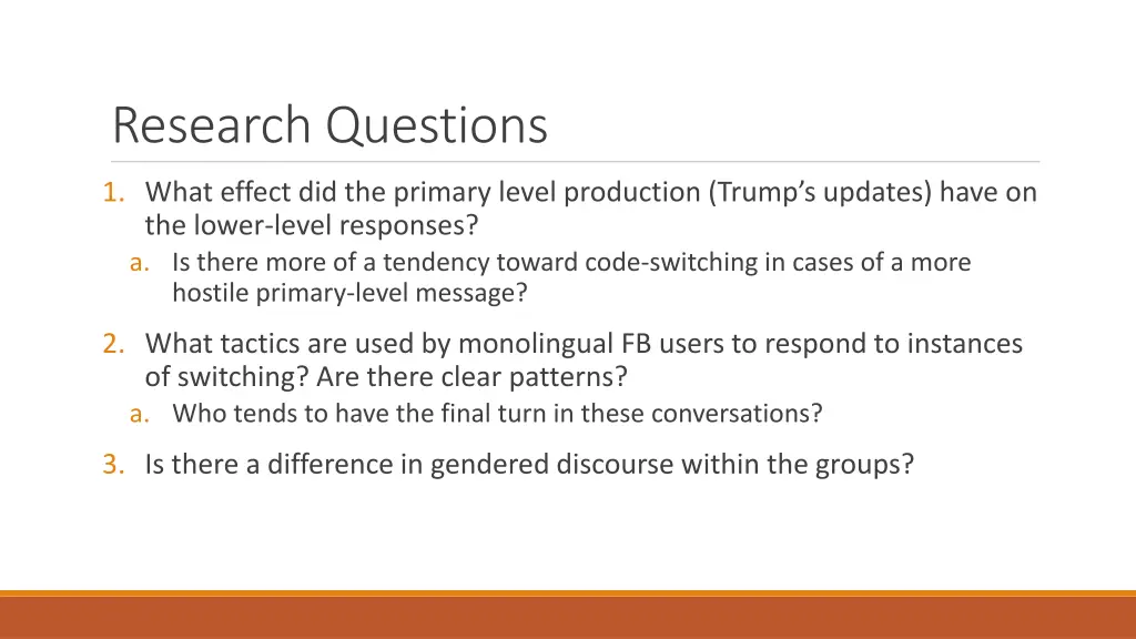 research questions