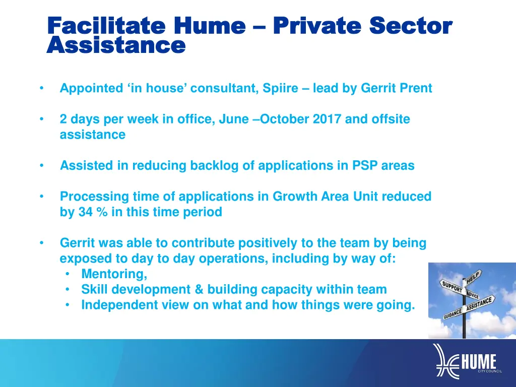 facilitate hume facilitate hume private sector