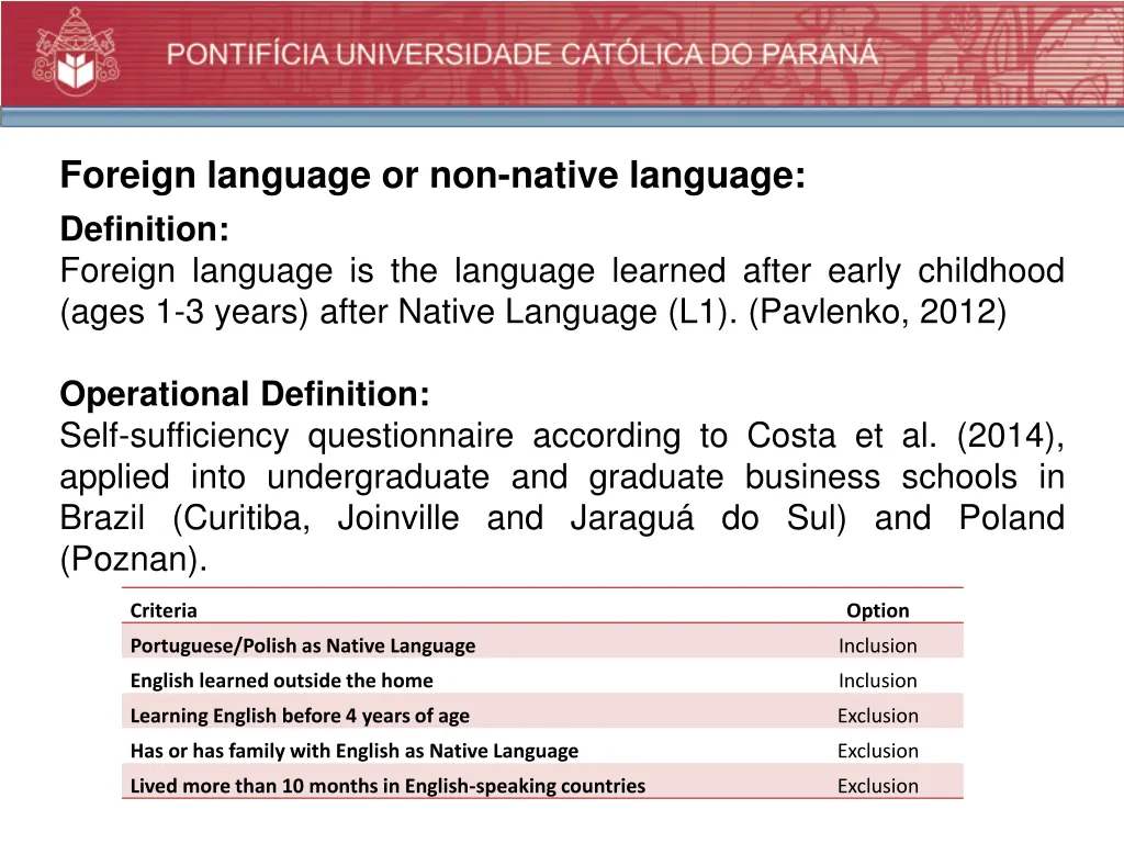 foreign language or non native language