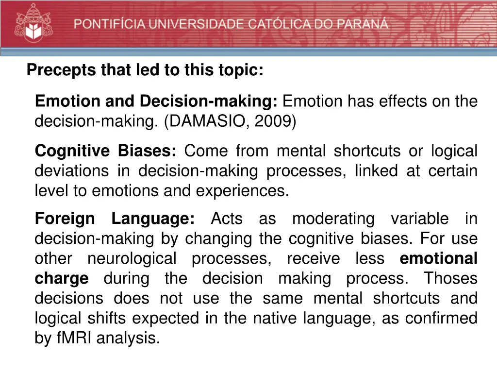 precepts that led to this topic