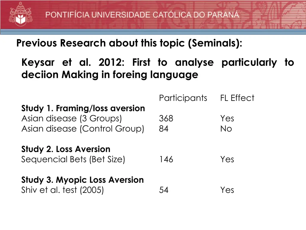previous research about this topic seminals