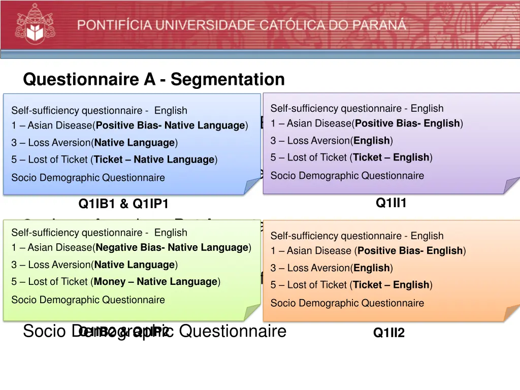 questionnaire a segmentation