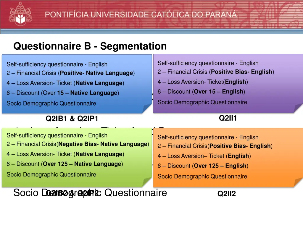 questionnaire b segmentation
